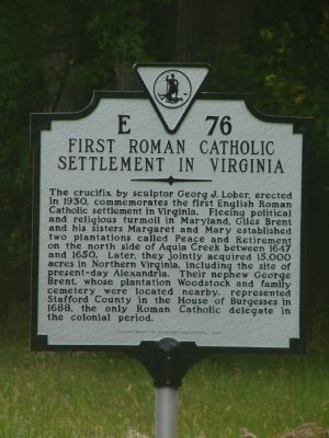 First Roman Catholic Settlement in Virginia Marker image. Click for full size.