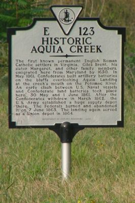 Historic Aquia Creek Marker image. Click for full size.