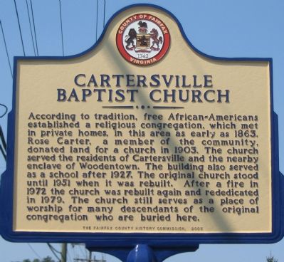 Cartersville Baptist Church Marker image. Click for full size.