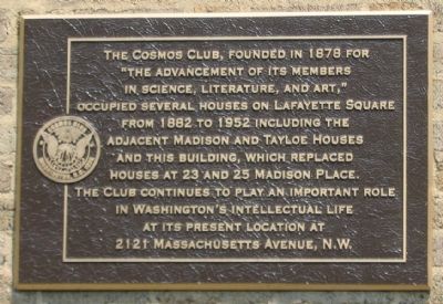The Cosmos Club Marker. Click for full size. The Cosmos Club Marker image. Click for full size.