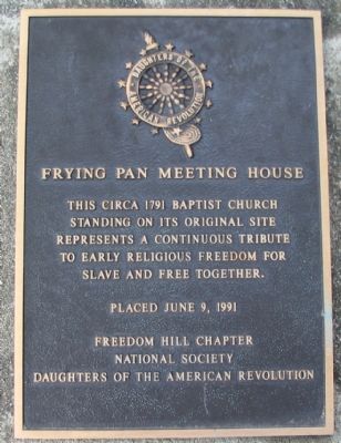 Frying Pan Meeting House Marker. Click for full size. Frying Pan Meeting House Marker image. Click for full size.