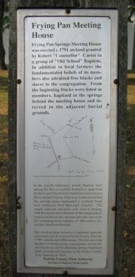 Frying Pan Meeting House Marker. Click for full size. Frying Pan Meeting House Marker image. Click for full size.
