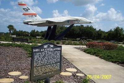 Marker with North American A-5 Vigilante in background. image. Click for full size.
