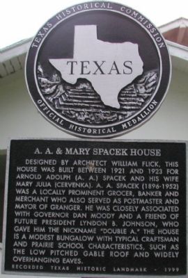 A. A. & Mary Spacek House Marker. Click for full size. A. A. & Mary Spacek House Marker image. Click for full size.