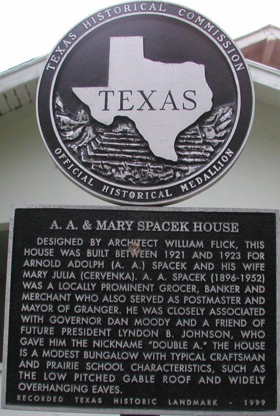 A. A. & Mary Spacek House Marker