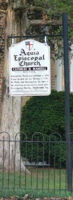 Sign in front of Aquia Church listing important dates in the church's history. image. Click for full size.