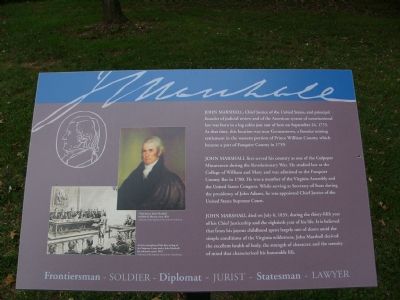 John Marshall Birthplace Park Marker. Click for full size. John Marshall Birthplace Park Marker image. Click for full size.