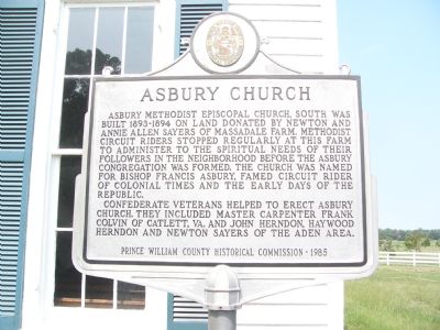 Asbury Church Marker image. Click for full size.
