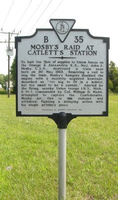 Mosby's Raid at Catlett's Station Marker image. Click for full size.