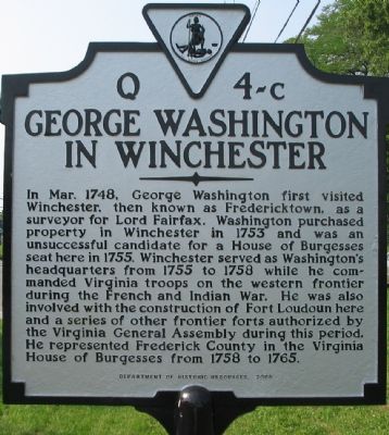 George Washington in Winchester Marker image. Click for full size.