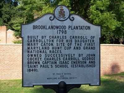 Brooklandwood Plantation 1798 Marker image. Click for full size.
