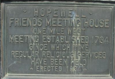 Hopewell Friends Meeting House Marker image. Click for full size.