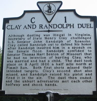 Clay and Randolph Duel Marker image. Click for full size.