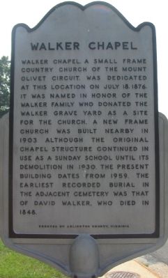 Walker Chapel Marker. Click for full size. Walker Chapel Marker image. Click for full size.