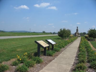 Two Markers, Jug Bridge Memorial, and Lafayette Visit Memorial Stone image. Click for full size.