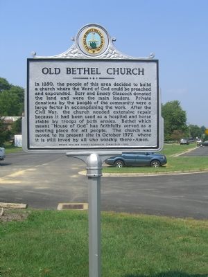 Old Bethel Church Marker image. Click for full size.