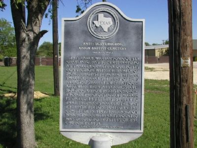 Anti-Slaveholding Union Baptist Cemetery Marker. Click for full size. Anti-Slaveholding Union Baptist Cemetery Marker image. Click for full size.