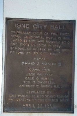 Ione City Hall Marker image. Click for full size.