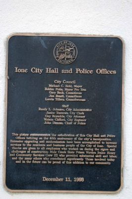 Ione City Hall and Police Offices Marker image. Click for full size.
