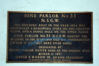 Ione Parlor No. 33, N.S.G.W Marker image. Click for full size.