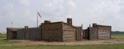 Reproduction of Camp Dubois at Lewis and Clark State Historic Site image. Click for full size.