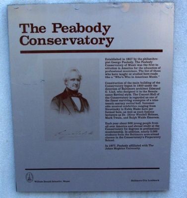 The Peabody Conservatory Marker image. Click for full size.