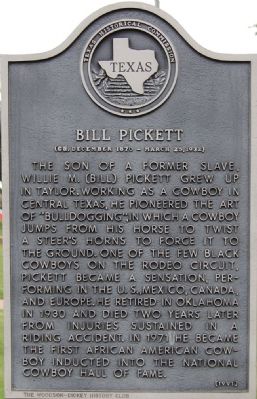 Bill Pickett Marker. Click for full size. Bill Pickett Marker image. Click for full size.