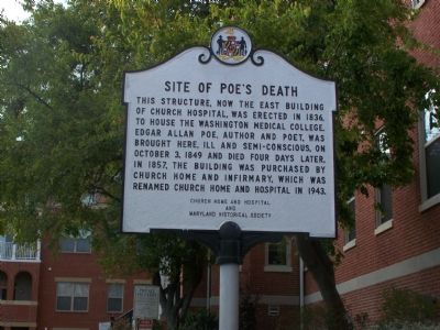 Site of Poe's Death Marker. Click for full size. Site of Poe's Death Marker image. Click for full size.