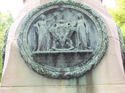 Odd Fellows plaque on opposite side of monument. image. Click for full size.