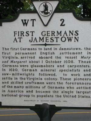 First Germans at Jamestown Marker image. Click for full size.