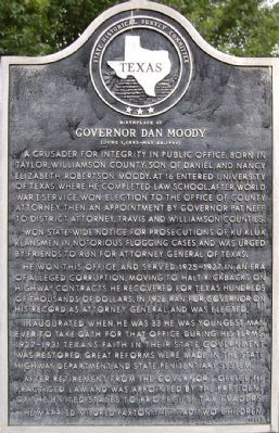 Birthplace of Governor Dan Moody Marker image. Click for full size.