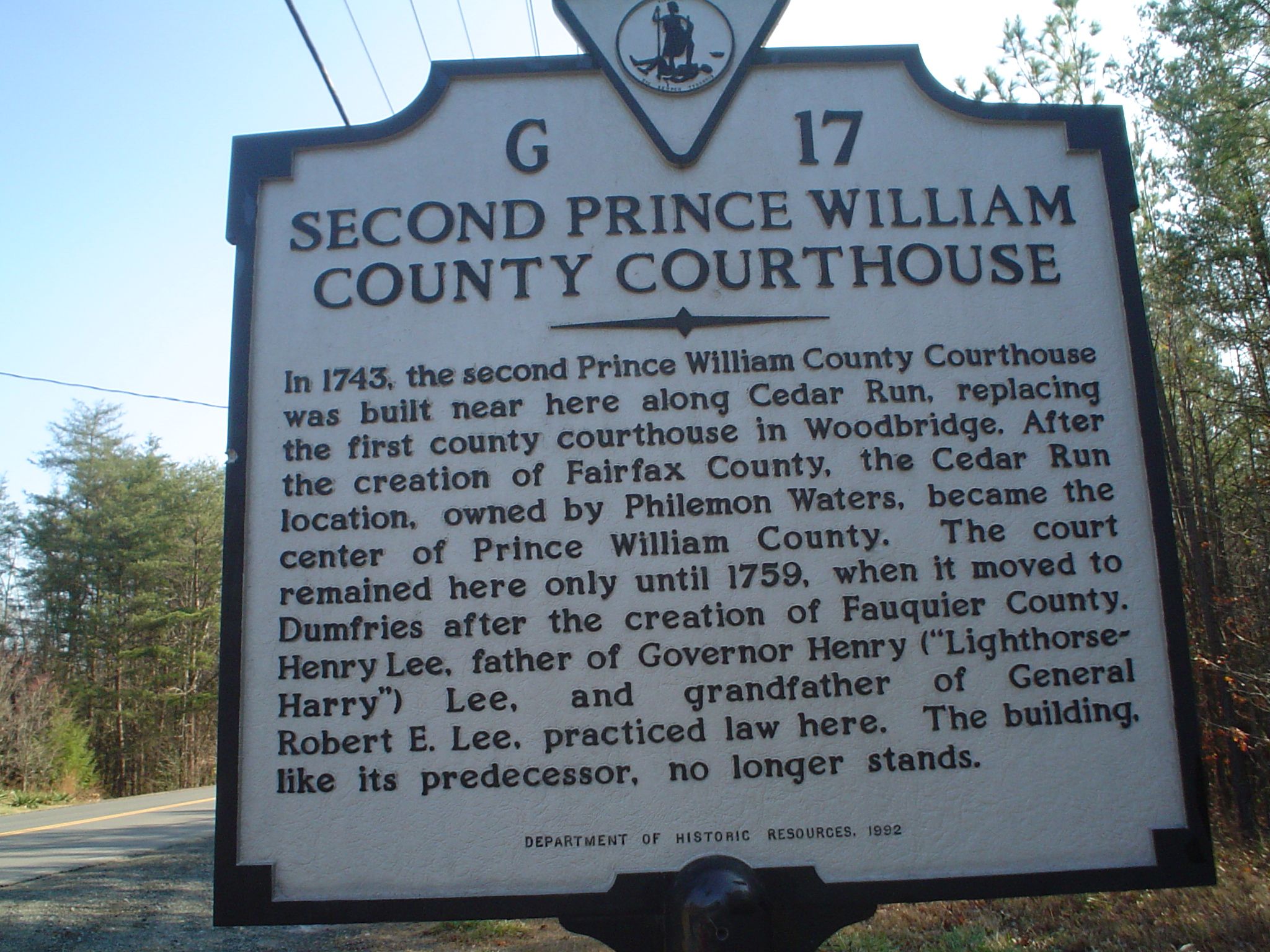 Second Prince William County Courthouse Marker