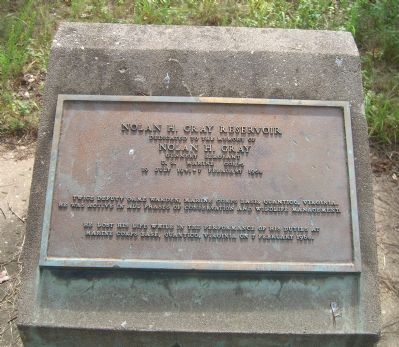 Nolan H. Gray Reservoir Marker. Click for full size. Nolan H. Gray Reservoir Marker image. Click for full size.