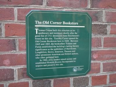 The Old Corner Bookstore Marker. Click for full size. The Old Corner Bookstore Marker image. Click for full size.