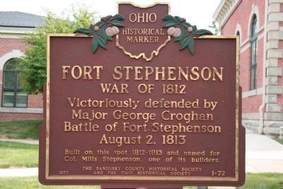 Fort Stephenson Marker </b>(front) image. Click for full size.