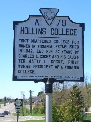 Hollins College Marker image. Click for full size.