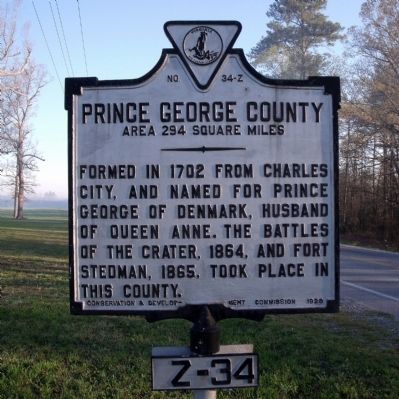 Prince George County Marker. Click for full size. Prince George County Marker image. Click for full size.