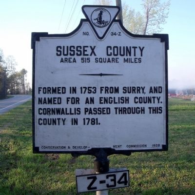 Sussex County Marker. Click for full size. Sussex County Marker image. Click for full size.