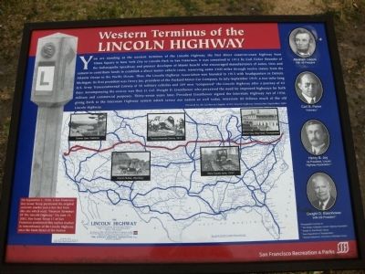 Western Terminus of the Lincoln Highway Marker image. Click for full size.