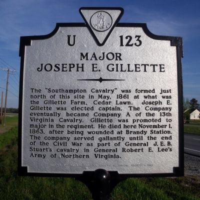 Major Joseph E. Gillette Marker image. Click for full size.