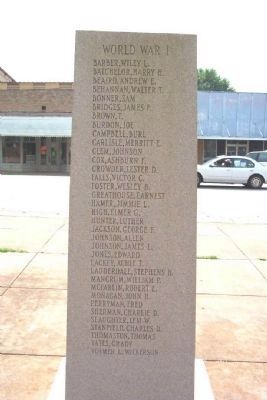 Chambers County War Memorial World War I [East Face] image. Click for full size.