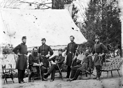 Gen. J.J. Peck & staff image. Click for full size.