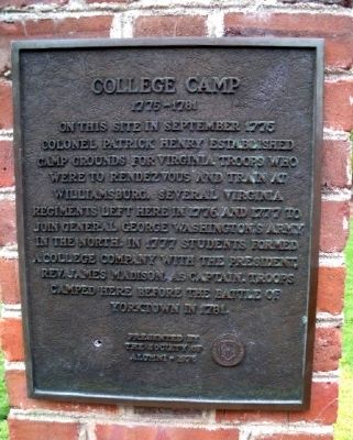 College Camp Marker. Click for full size. College Camp Marker image. Click for full size.