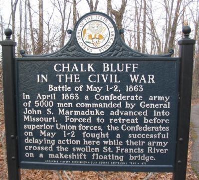 Chalk Bluff in the Civil War Marker. Click for full size. Chalk Bluff in the Civil War Marker image. Click for full size.