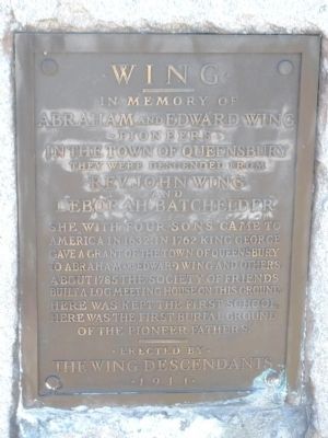 Wing Memorial Marker image. Click for full size.