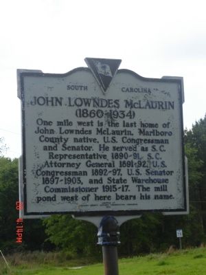 John Lowndes McLaurin Marker image. Click for full size.
