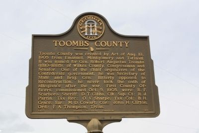 Toombs County Marker. Click for full size. Toombs County Marker image. Click for full size.