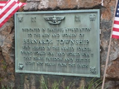 Bernards Township WWI & WWII Memorial Marker. Click for full size. Bernards Township WWI & WWII Memorial Marker image. Click for full size.