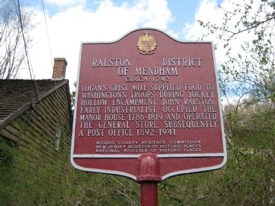 Ralston District of Mendham Marker. Click for full size. Ralston District of Mendham Marker image. Click for full size.