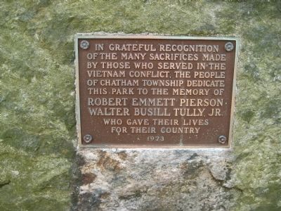 Chatham Township Vietnam Memorial Marker. Click for full size. Chatham Township Vietnam Memorial Marker image. Click for full size.